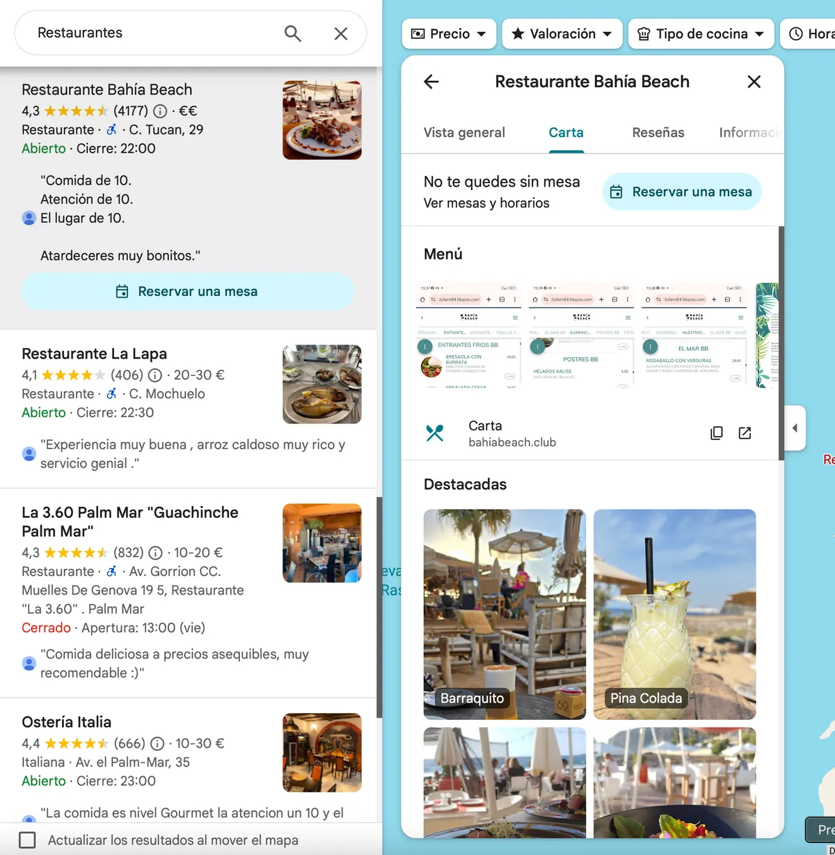 Online Menu & Featured Content